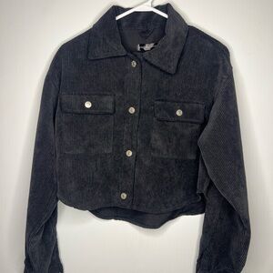Women’s Black Corduroy Button-Up Jacket